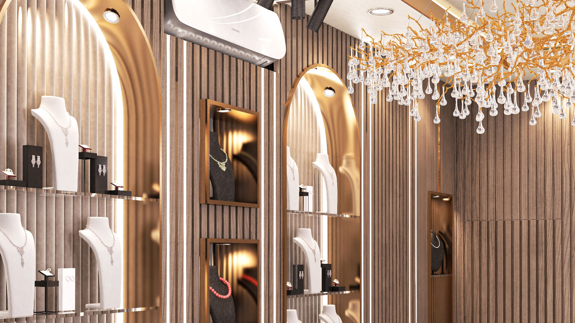 نورپردازی در نمای داخلی طلافروشی